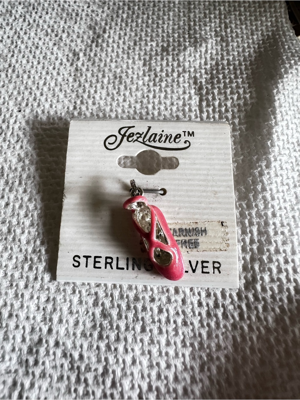 Jezlaine Pink Ballet Shoe Sterling Silver Charm Pendant